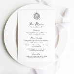Menu Bola de Disco Mínima | Casamento Negro e Branco<br><div class="desc">Esses elegantes cartões de janto preto-e-branco ou de ensaio apresentam um estilo moderno e minimalista,  com roteiro manuscrito e texto clássico. Uma bola retrorada desenhada à mão é apresentada em uma trendy and whimsical ilustration.</div>