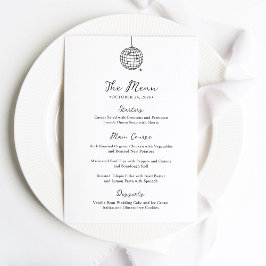 Menu Bola de Disco Mínima | Casamento Negro e Branco
