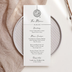 Menu Bola de Disco Mínima   Casamento Negro e Branco