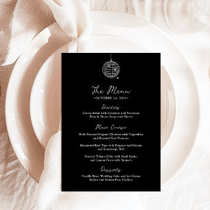 Menu Bola de Disco Mínima   Casamento Negro Escuro