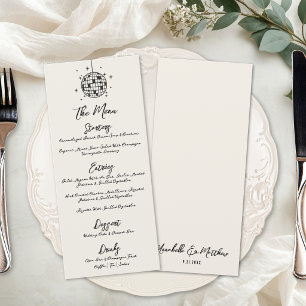 Menu Bola de Discoteca Casamento Desenhado à Mão Retro