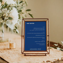 Menu Bold Simple Blue Simple Custom Weding Menu
