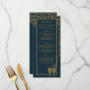 Menu Bolhas Douradas de Champanhe - Azul e Dourado - Ca