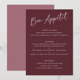 Menu Bom Apetite Merlot Borgonha Caligrafia Casamento