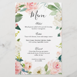 Menu Bonito de Casamento Botânico Floral do Pastel