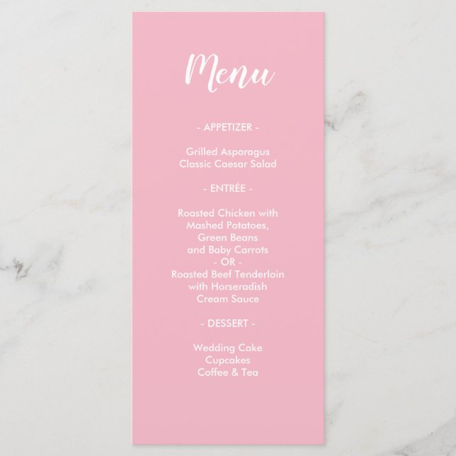 Menu Bonito Significa Ser Janto De Casamento Rosa (Frente)