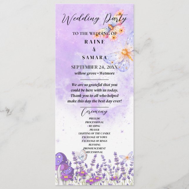 Menu Borboleta Azul Elegante Casamento Rústico Aquarela (Frente)