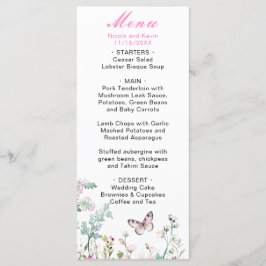 Menu Borboleta Floral Verde Primavera Casamento