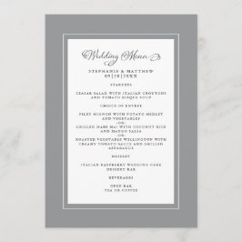 Menu Bordas Modernas Cinza e Branco para Casamentos Chi
