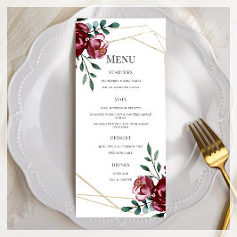 Menu Borgonha | Casamento Floral Vermelho Marsala
