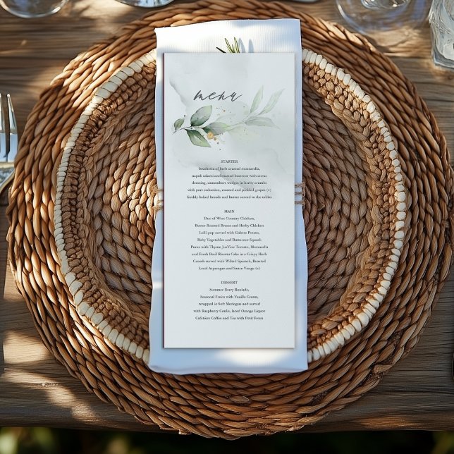 Menu Botânica Personalizada para Casamento Verde Musgo (Criador carregado)