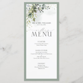 Menu Botânica Verde Floral Vidro-Cama Casamento