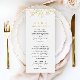 Menu Botanical Faux Gold Elegant Wedding