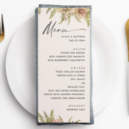 Menu Botanical Soft Warm Taupe Wedding | Fern Greenery