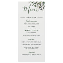 Menu Botânico de Casamento do Branqueamento Verde 