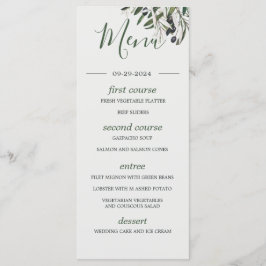 Menu Botânico de Casamento do Branqueamento Verde 