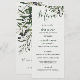 Menu Botânico de Casamento do Branqueamento Verde