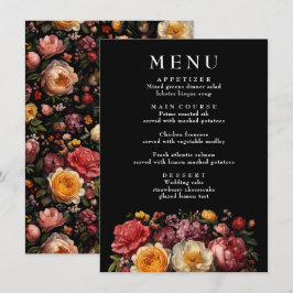 Menu Botânico Floral Moody Casamento vintage