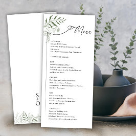 Menu Botânico Minimalista de Folhas Naturais