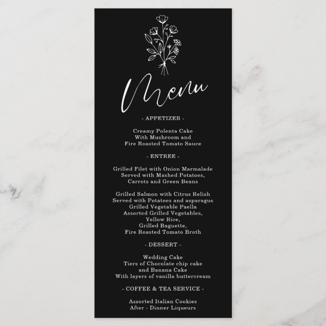 Menu Botânico Simples da Flor Negra (Frente)