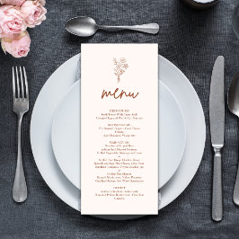 Menu Botânicos Minimalistas Boho em Terracota Casamento