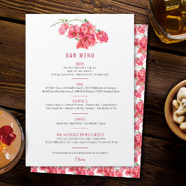 Menu Bougainvillea Bar de casamento cor-de-rosa-vermelh