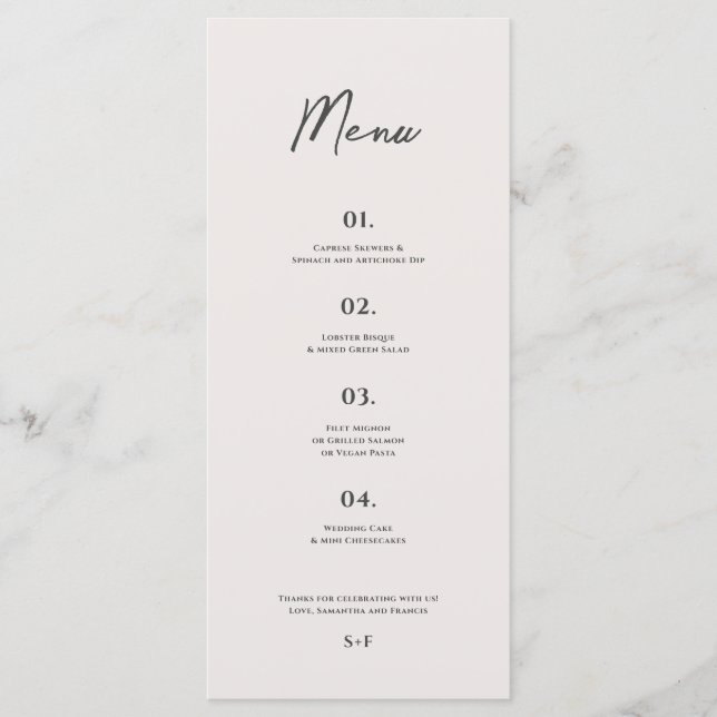 Menu Bradford Modern Wedding (Frente)