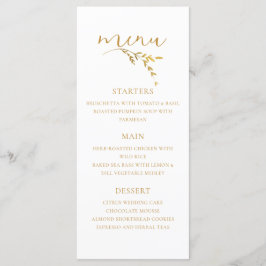 Menu Branch Minimalista White e Dourado Casamento Moder
