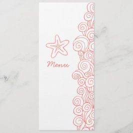Menu branco coral do comensal de casamento da