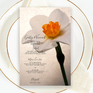 Menu branco do casamento do Daffodil do primavera
