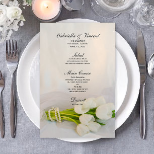 Menu branco do casamento do primavera do buquê da