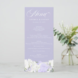 Menu Branco e Periwinkle | Cardápio de Casamento