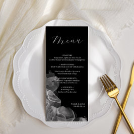 Menu Branco E Preto Minimalista De Casamento Elega