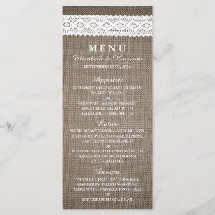 Menu branco rústico de serapilheira & de casament