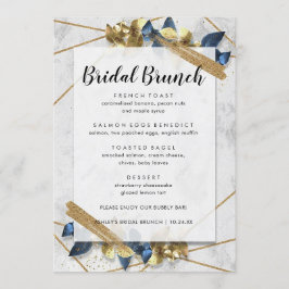 Menu Bridal de Marinho Dourado Elegante Moderno Br