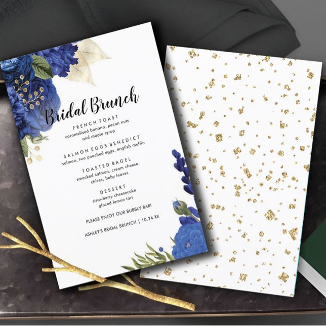 Menu Bridal Elegante de Flores Azuis Brunch (Criador carregado)