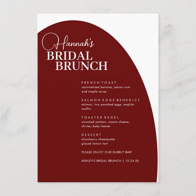 Menu Bridal Mínima do Script Burgundy (Frente)