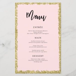 Menu Brilhante rosa e Dourado