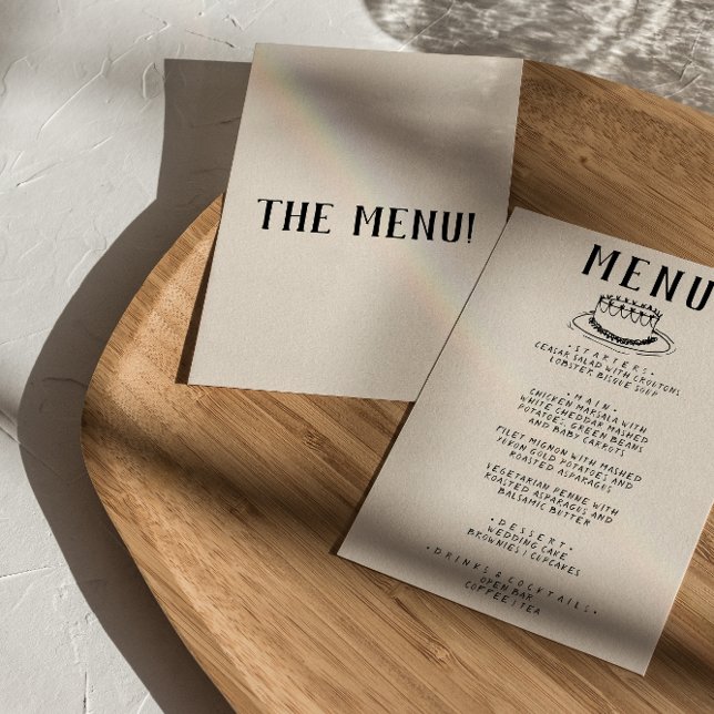 Menu Brincadeira Desenhada À Mão Moderna Retro Casament (Criador carregado)