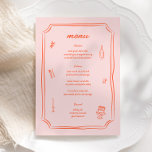 Menu Brincadeira Desenhada De Mão Retraiu Casamento<br><div class="desc">Menu de Mesa de Casamento Retroativo Desenhado à Mão Branca</div>