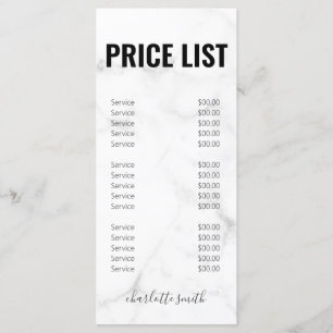 Menu Brochura de negócios do Marble Branco Elegante