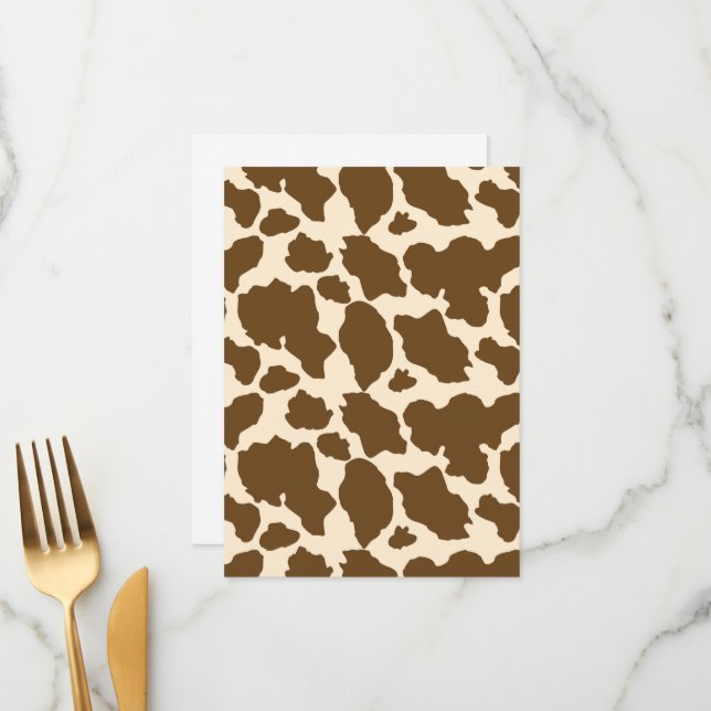 Menu Brown Spots Cow Print Farmer Farm Animals Classy (Frente/Verso In Situ)