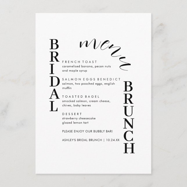 Menu Brunch de Marca de Texto Mínimo (Frente)