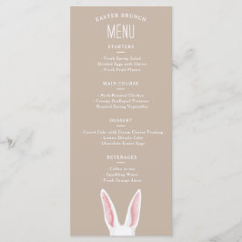 Menu Brunch de Páscoa Bege com Orelhas de Coelho Branco