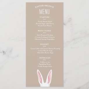 Menu Brunch de Páscoa Bege com Orelhas de Coelho Branco