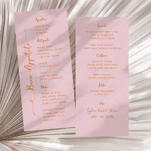 Menu Buon Appetito Cardápio Italiano Rosa Manuscrito