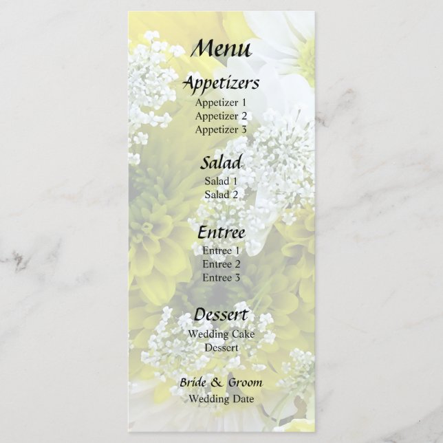 Menu Buquê de Margaridas, Crisântemos e Palhaço (Frente)