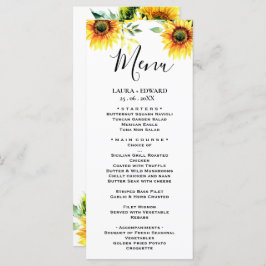 Menu Buquê de primavera floral de girassol amarelo