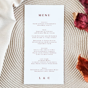 Menu Burgundia Vermelha Branca Elegante O Casamento