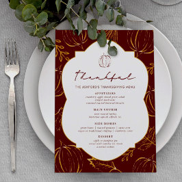 Menu Burgundy, Ação de Graças de Bombas e Folhas